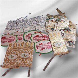 Elegant  Christmas Gift Tags With Intricate Designs Gold & Red,Green lot of 19